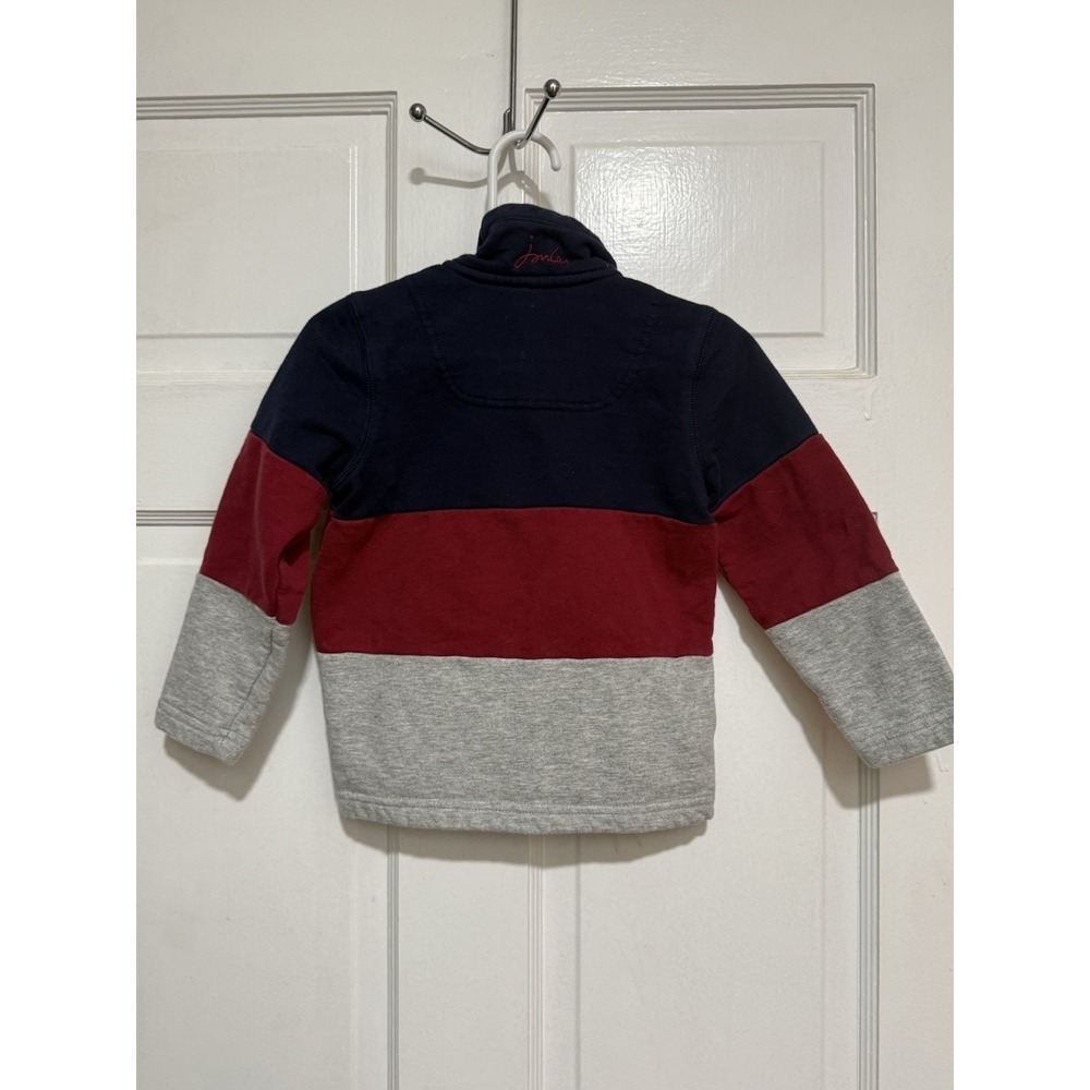 Joules Boys Colorblock 1/4 Zip Fleece Sweatshirt Navy Red Gray Logo 2T - Picture 2 of 8